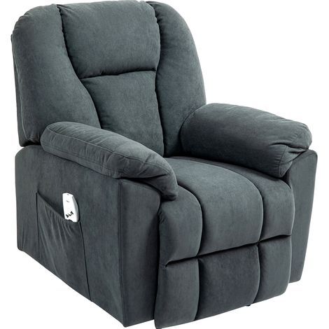 Sillón relax eléctrico con función reclinable, masaje y calor, gris oscuro, HOMVRA (1/5)
