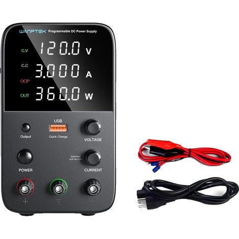 Fuente de alimentación de CC, salida ajustable, pantalla digital, 120 V 3 A WPS (1/2)