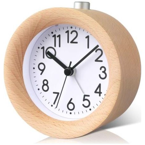 Reveil Matin en Bois a Piles de Voyage Réveil en Bois Silencieux sans Tic-Tac Lumineux Snooze Réveil de Chevet (1/5)