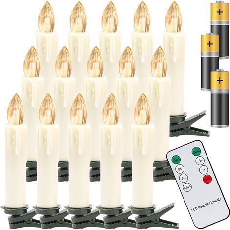 40 velas LED, clips de montaje, mando a distancia incluido, temporizador de 8 horas, 4 modos de parpadeo, brillo ajustable, IP44, decoración para árbol de Navidad (1/5)