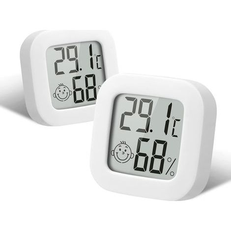 Termometro e igrometro per interni, 2 mini termometri e igrometri digitali ad alta precisione, monitor di temperatura e umidità, indicatore del livello di comfort per casa e ufficio. (1/5)