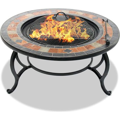 Homeology LANIAKA Lavish Garden & Patio Planter, Heater Fire Pit Brazier, Coffee Table, Barbecue and Ice Bucket with Slate Tiles (1/5)
