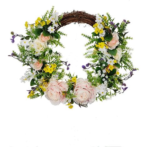 Couronne de pivoines artificielles faite à la main avec eucalyptus-AquaForge (1/5)