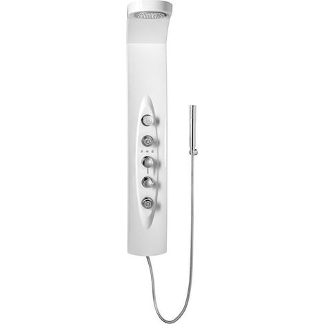 Panneau de douche thermostatique d'angle MOLA 210x1300mm, blanc (1/4)