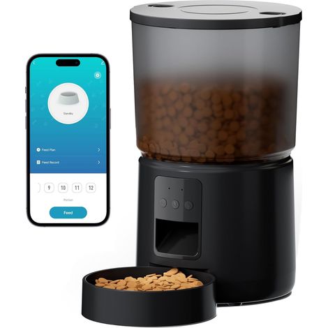Distributeur Croquettes de 5L Chat Automatique - 5G/2,4G WiFi noir