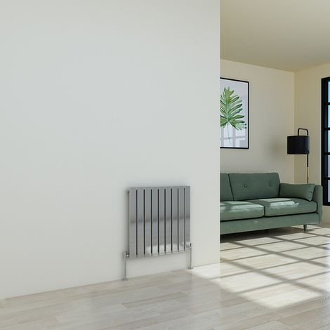 Warmehaus Chrome Radiator Flat Panel Horizontal Single 600x612mm (1/3)