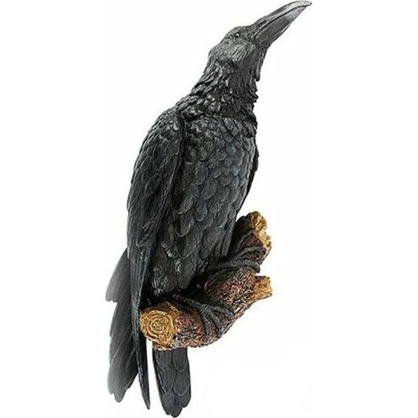 Fausse statue de corbeau en résine, sculpture d'oiseau, décoration d'Halloween créative pour le jardin (1/5)