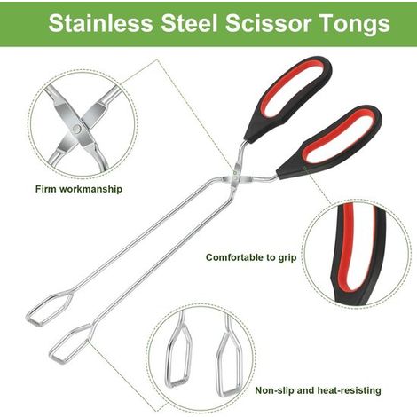 Paquete de 3 piezas: Pinzas de cocina de acero inoxidable,mango de silicona y herramienta para voltear parrillas. Universal para cocinar (1/4)
