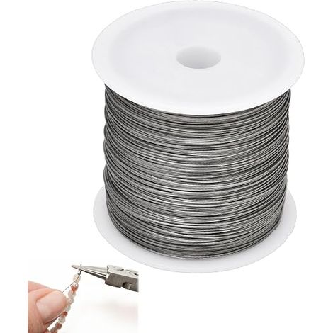 Alambre fino de acero inoxidable, alambre para joyería de 0.5 mm, cable de acero inoxidable para hacer joyería, flejado, fabricación de cepillos de limpieza y proyectos de manualidades (1/5)