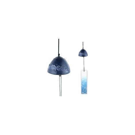 Carillon éolien vintage en métal pour l'intérieur, l'extérieur et le jardin - Porte-bonheur et bénédiction - Linge de maison (Bleu Mont Fuji) (1/5)