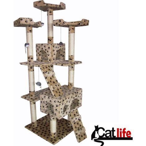 Tiragraffi per Gatti Albero Sisal Parco Giochi Gatto Tira Graffi 170cm Beige