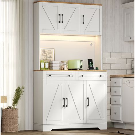 Meuble de cuisine haut 180 x 100 x 40 cm avec LED, prises et rangements DESVIAE (1/5)