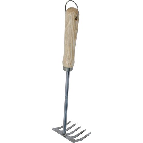 Primaster Handgartenrechen Edelstahl 24 cm mit Holzgriff Haken, Hacke (1/2)