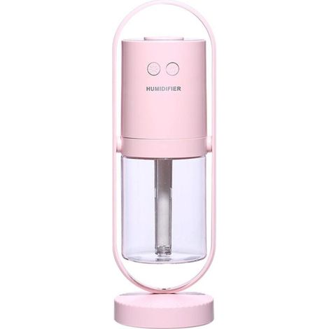 Mini Humidificateur Portable 360° Spin,Ultrasons Humidificateur De Brume,USB Humidificateur De Bureau Personnel pour Les Petites Chambres-Ions Négatifs Rose(7x6,6x21,3cm) (1/5)