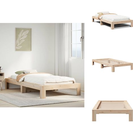 Cadre de lit sans matelas 75x190 cm bois de pin massif - Cadre De Lit - Cadres De Lit - Meuble De Chambre À Coucher - Lit (1/5)