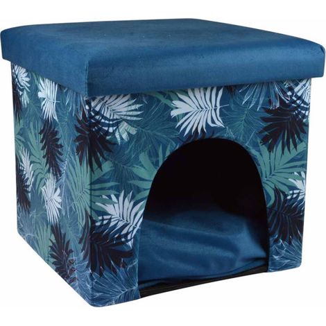 Niche Cube 2 en 1 pour Animaux "Eden" 35cm Bleu (1/4)