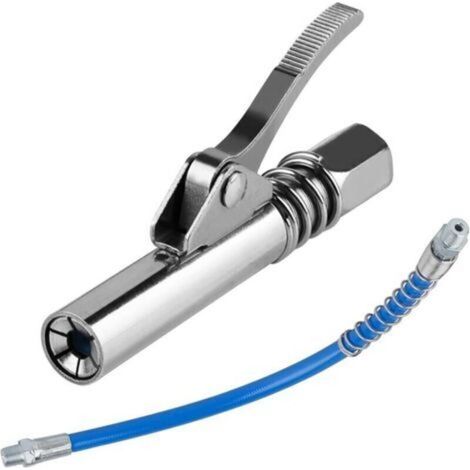 Coupleur Pistolet à Graisse pour Tous Les Types, Embout Pompe a Graisse avec 10000 PSI Tuyau de 30cm pour Électriques, Pneumatiques et Manuelles, Unique Poignée-Crezuo (1/4)