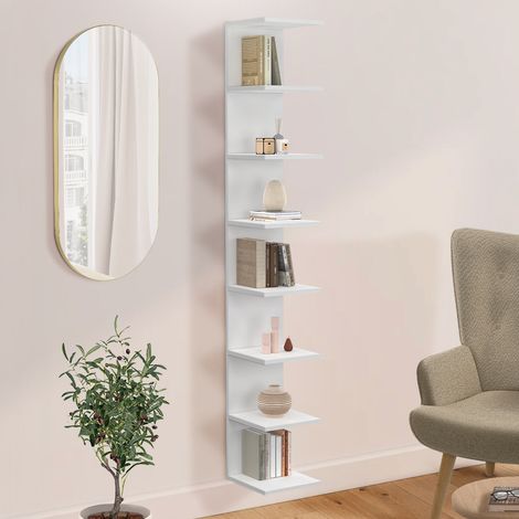 CHIARA estantería de pared de doble posición, 8 baldas, blanco 190 cm