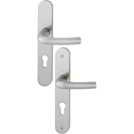 Ensemble sur plaque étroite 24 mm entraxe 70 mm Ton argent Saillie 53 mm TOKYO clé I pour porte épaisseur 58 à 62 mm - HOPPE FRANCE EURL
