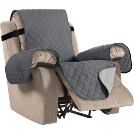 Housses de Chaise inclinables étanches pour fauteuils Housses de Chaise inclinables en Cuir Housses de Chaise inclinables Protect Pet, rembourrées avec Sangle antidérapante, Gris (1/5)