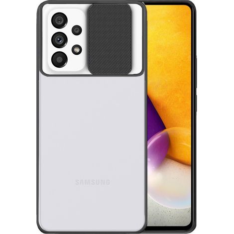 Étui pour Samsung Galaxy A72 avec protection pour l'appareil photo, transparent/noir (1/3)