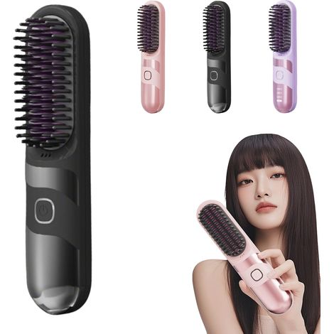 Lisseur À Cheveux - Sans Fil Rechargeable - 3 Réglages Température 160-200°C - Chauffage 30 Secondes - Pour Maison Et Voyage - Noir (1/5)