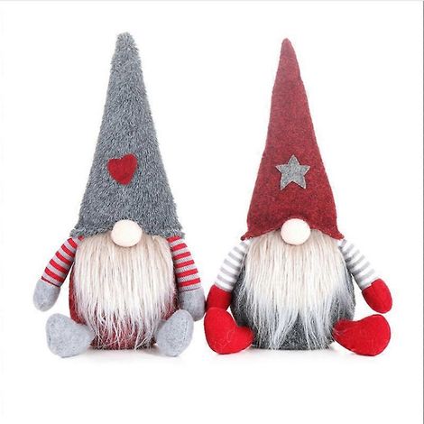 MIMIGO 2 piezas de gnomos navideños, adornos de peluche suecos hechos a mano, figura de Papá Noel escandinava, muñeco, adornos navideños para el hogar, regalo de Navidad con barba larga. (1/5)