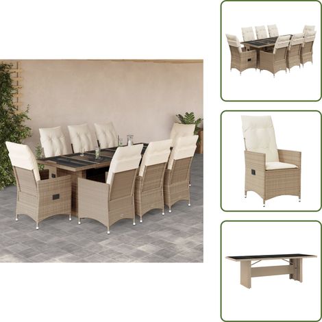 Mesa de jardín - vidaXL Set de mesa y sillas de jardín 5 pzas y cojines ratán PE beige - Ratán sintético
