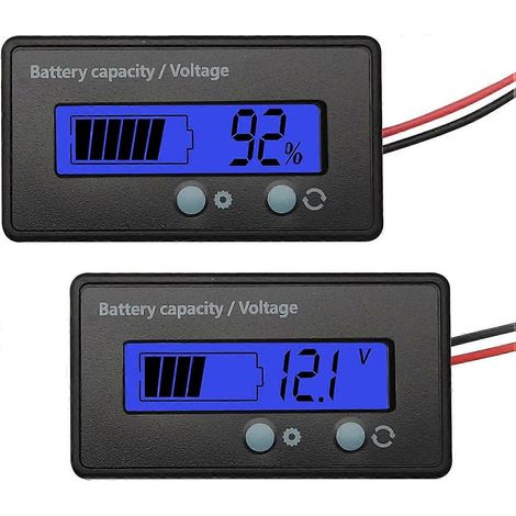1 voltmètre pour voiturette de golf 12 V 24 V 36 V 48 V 60 V 72 V 84 V, indicateur de puissance universel étanche, avec indicateurs pour batteries acide et lithium-ion (bleu) (1/4)