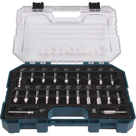 Set di 22 frese per legno con gambo da 8 mm per fresatrice - MAKITA D-74784 (1/4)