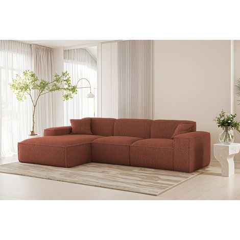 Ecksofa Designersofa CELES PREMIUM in Stoff Sven Rostbraun Ottomane Links