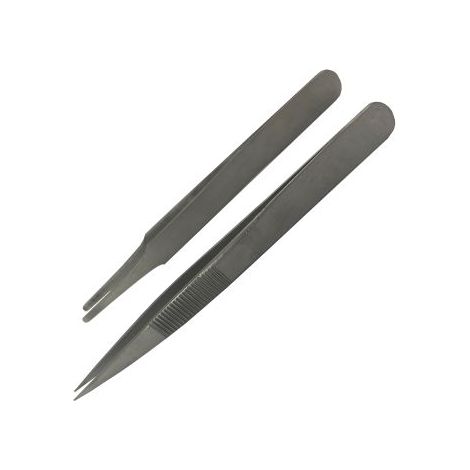 Kit de brucelles RS PRO 00BSA-2ASA KIT pointe droite en acier austénitique à faible de teneur en carbone, L. 120 mm ( Prix pour 1 )
