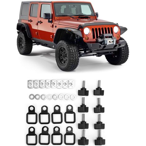 Kit de fixation rapide à vis moletées pour toit rigide, anneaux d'arrimage en D, compatible avec Jeep Wrangler (1/5)