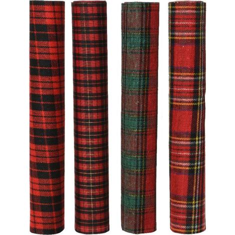 Tessuto per Decorazioni Natalizie in Fantasia Tartan - 200x35 cm (1/2)