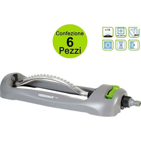 Multipack da 6 pz irrigatore oscillante per giardino 16 ugelli fino a 260 mq verdemax (1/3)