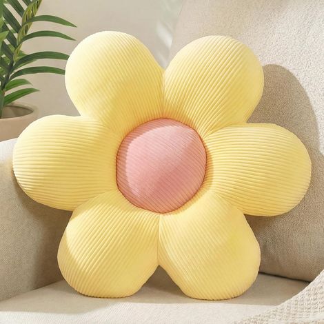 Coussin de fleurs jaunes - Coussin décoratif - Joli coussin de sol - Coussin décoratif esthétique pour lit, canapé, chaise - 35 cm - Jaune (1/5)