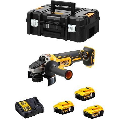 Dewalt – Meuleuse d'angle sans fil 18V XR Ø125 mm – Moteur sans balais – 9000 tr/min – 3 batteries 5.0Ah – DCG405P3