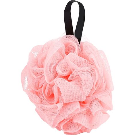 Boule de douche pour le nettoyage du corps, flexible, confortable, en maille élastique riche en mousse, légère, éponge de bain suspendue rose (1/5)