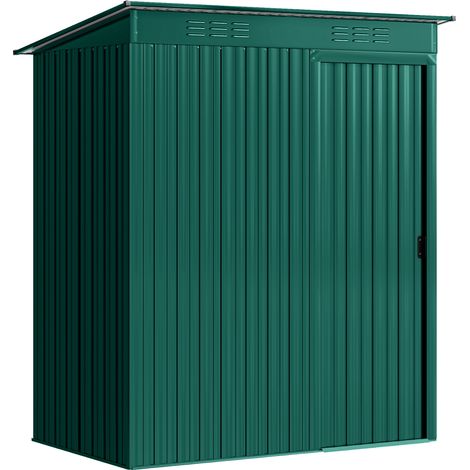 Casetta da Giardino 159x106x181 cm con Prese d'Aria e Porta Scorrevole in Metallo Verde (1/5)