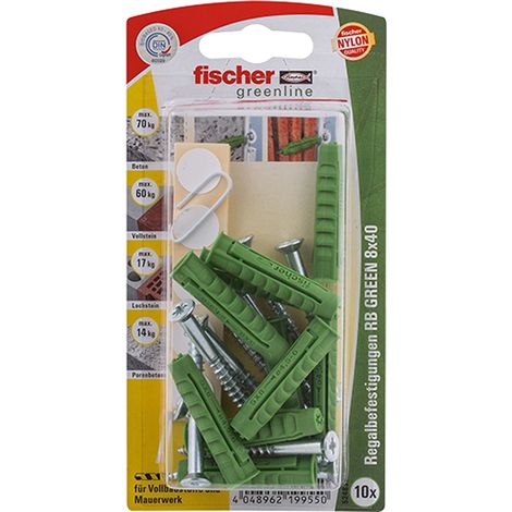 Fischer 10x Fissaggio mensole RB GREEN 8x40 RB - 524831 Sgocciolatoio