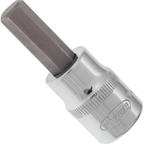 VIGOR Innenvierkant Antrieb 10 = 3/8 Zoll Schraubendreher-Einsatz Innensechskant-Profil V2280N ∙ Vierkant hohl 10 mm (3/8 Zoll) ∙ Innen-Sechskant Profil ∙ 8 ∙ Gesamtlänge: 49 mm (1/4)