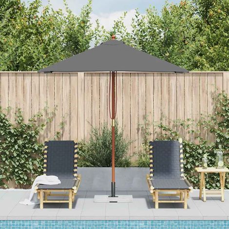 Parasol avec mât, Parasol pour Balcon Jardin Plage Terrasse, en bois 150 x 200 cm Anthracite OIB8291E (1/5)