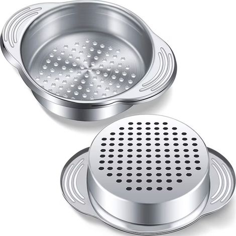 Lot de 2 passoires à thon en acier inoxydable, égouttoir à huile pour conserves, filtre pour haricots, légumes et plus encore. (1/5)