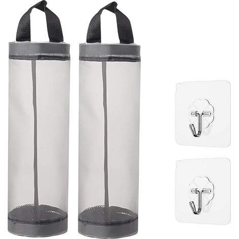 2 pièces Support de Sac en Plastique Pliable à Sacs en Plastique Suspendu,étanche lavable pour la Cuisine avec 2 crochets(Gris)