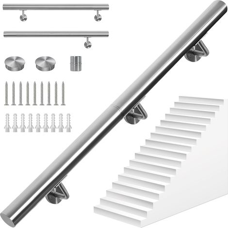 1 main courante,acier inoxydable 304,200cm,diamètre 4,5cm,espace mural 8cm,escalier,salle de bain,terrasse (1/5)
