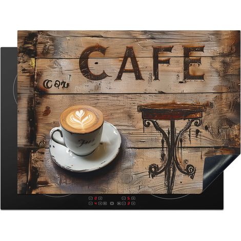 Induction Hob Protector Cafe - Wood - Coffee - Shelves 71x52 cm