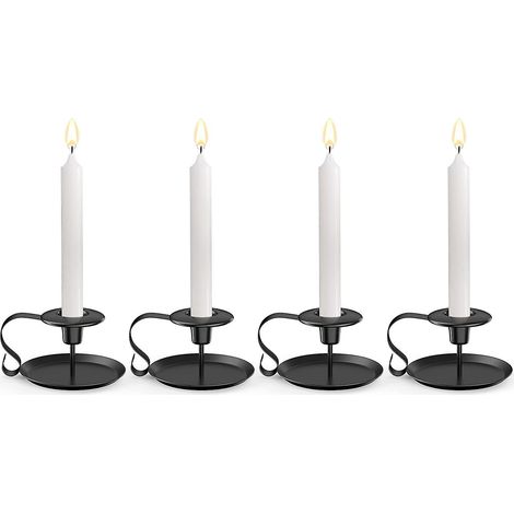 noir-bougeoir Dtenteur 4 Pcs, Photophore Vintage En Fer Forge Avec Poigne Et Plateau Retro Chandelier Decoration Table Pour Saint Valentin De Nol (1/5)
