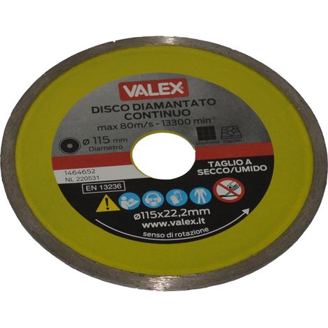 DISCO DIAMANTATO TAGLIA PIASTRELLE MARMO PER SMERIGLIATRICE ANGOLARE 115MM VALEX (1/2)