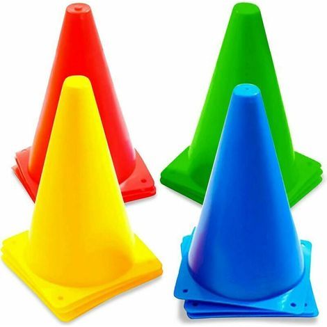 12 Cônes de Signalisation 23cm, Plots de Circulation en Plastique PP pour Délimiter des Zones, Sport, Équitation, Rugby et Dressage