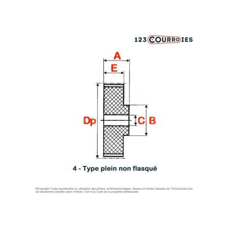 Poulie dentée moyeu plein PDXL03734